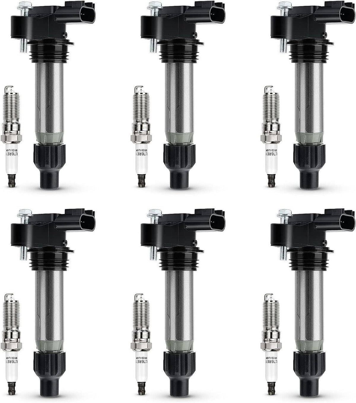 Solidspare 6Pcs Ignition Coil & Iridium Spark Plug Packs For Cadillac GMC Chevy Buick UF569