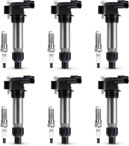 Solidspare 6Pcs Ignition Coil & Iridium Spark Plug Packs For Cadillac GMC Chevy Buick UF569