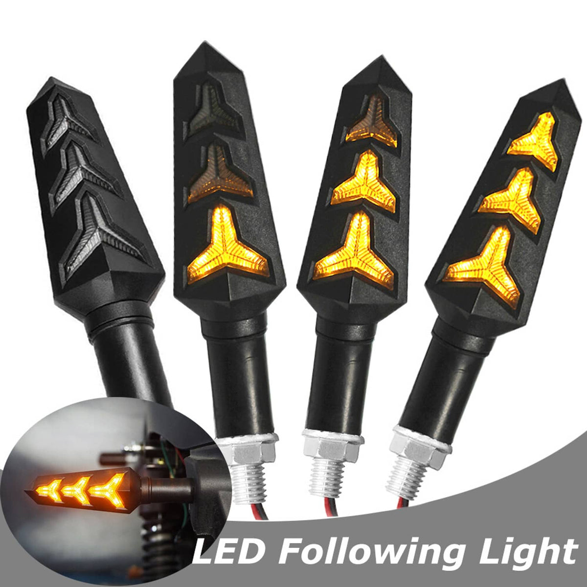 Solidspare 4pcs Universal Motorcycle Bike LED Amber Turn Signal Blinker light Indicators