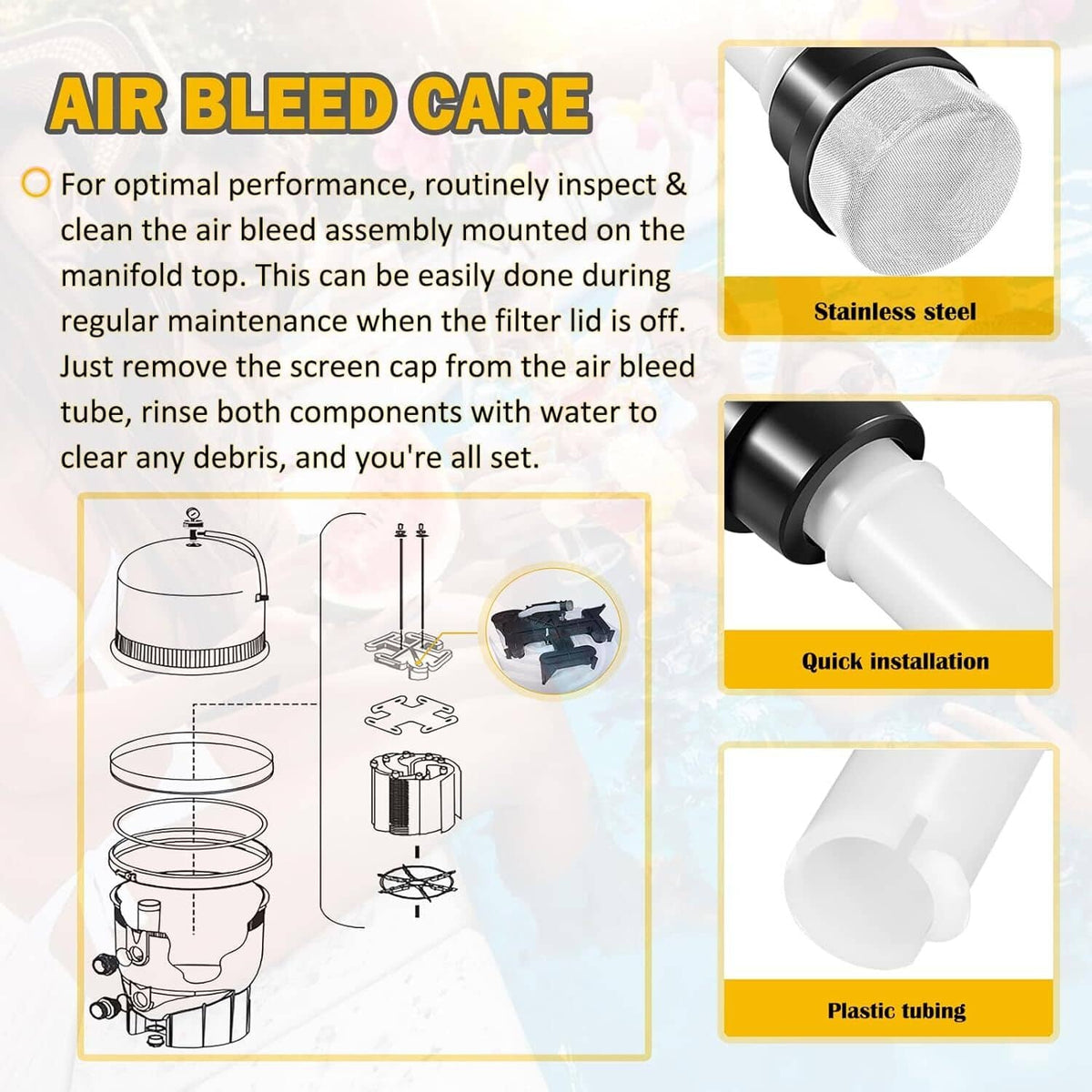 Solid Spare 190092 Pentair Air Bleed Assembly for FNS Plus Pool and Spa D.E. Filter