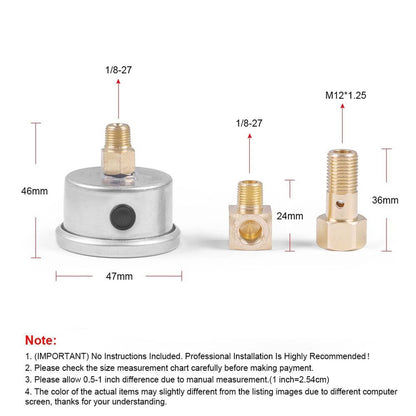 Solid Spare Liquid Filled Meter Fuel Pressure Gauge 1/8 NPT 100PSI For VMS Honda Acura Civic