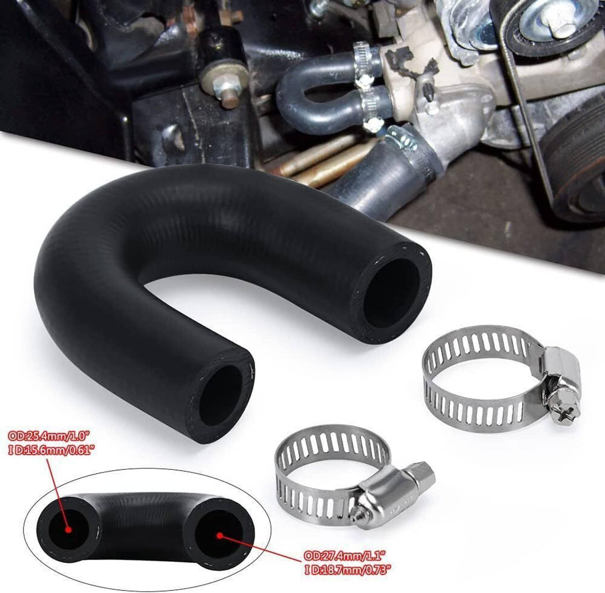 Solidspare LS Heater Core Bypass Delete Hose Coolant Crossover w/ Clamps For Chevy Pontiac