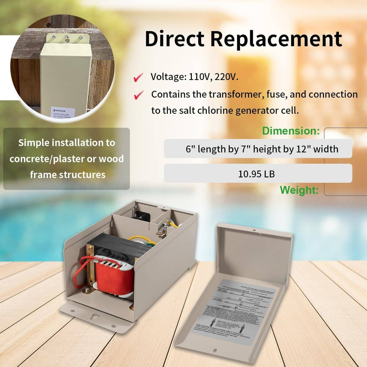 Solid Spare 520556 Power Center For Pentair IntelliChlor IC20 IC40 IC60 Chlorine Generator