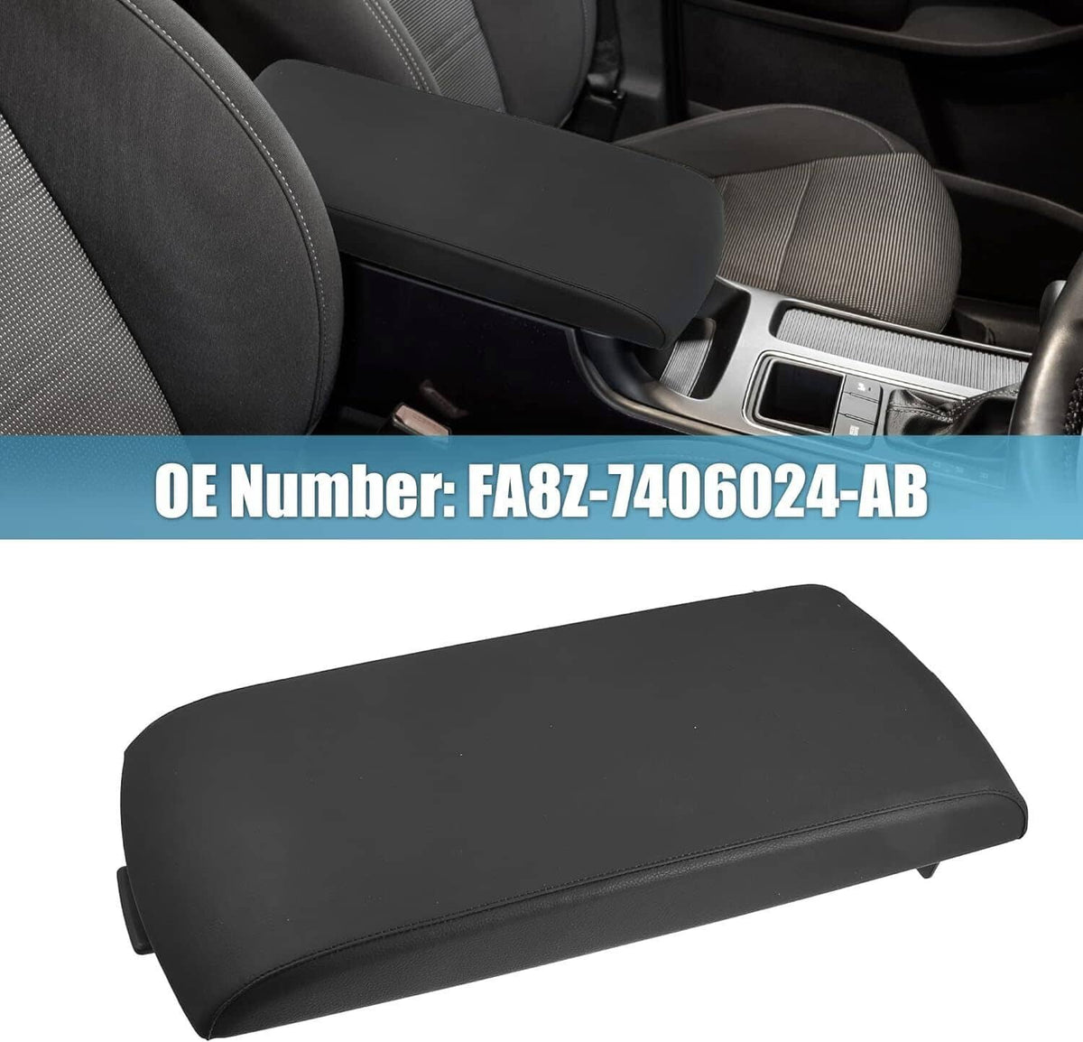 Solidspare New Black Armrest Center Console Lid Cover FA8Z-7406024-AB For 2013-19 Ford Flex