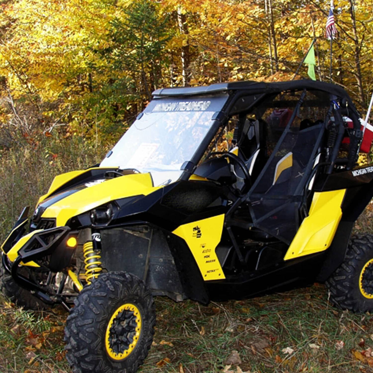 Solidspare Full Front Windshield with Clamps fit for Can Am Maverick 1000R 2013-2018 UTV