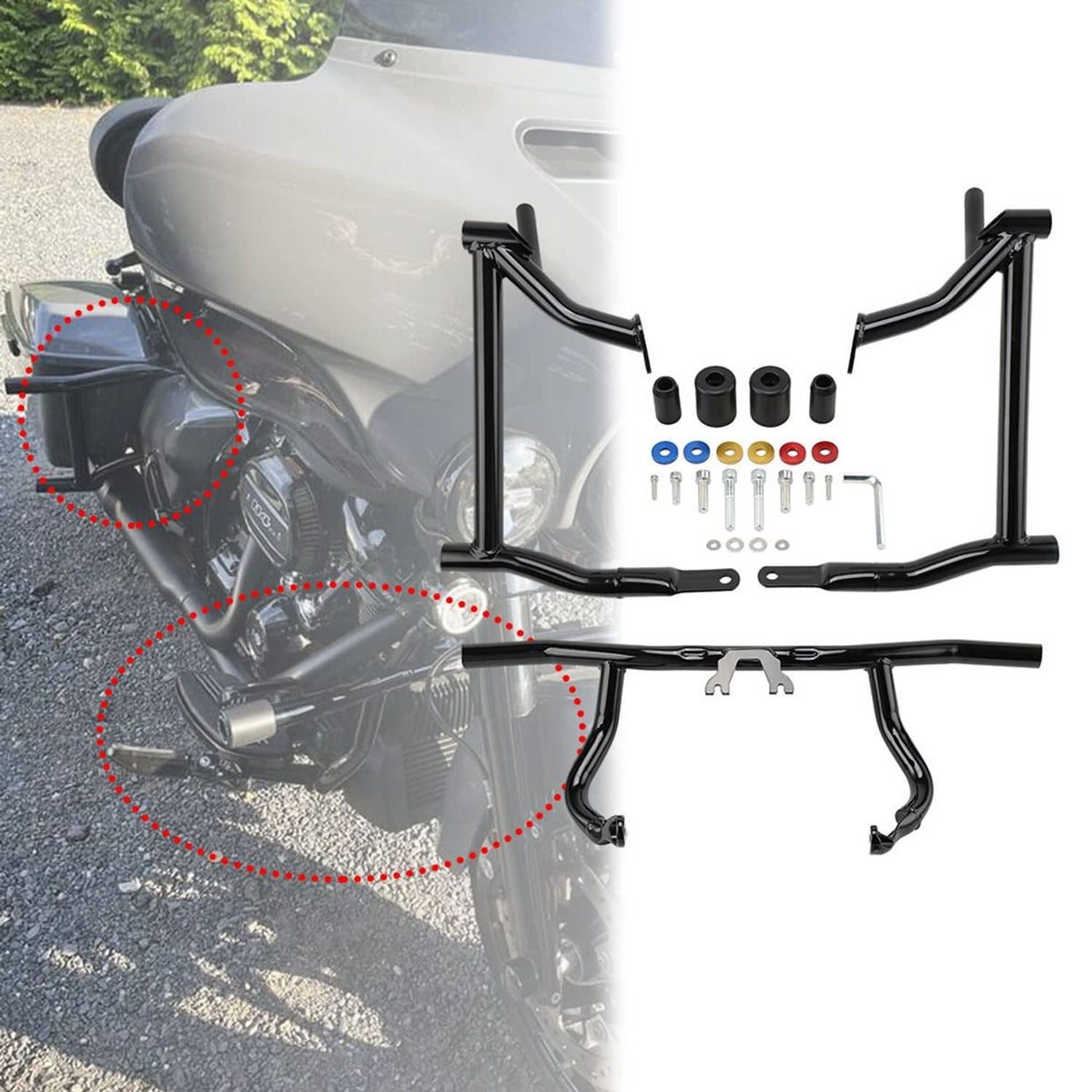 Solidspare Front Rear Crash Bar Flat-Out Bar for Harley CVO Street Glide Special ST FLHX