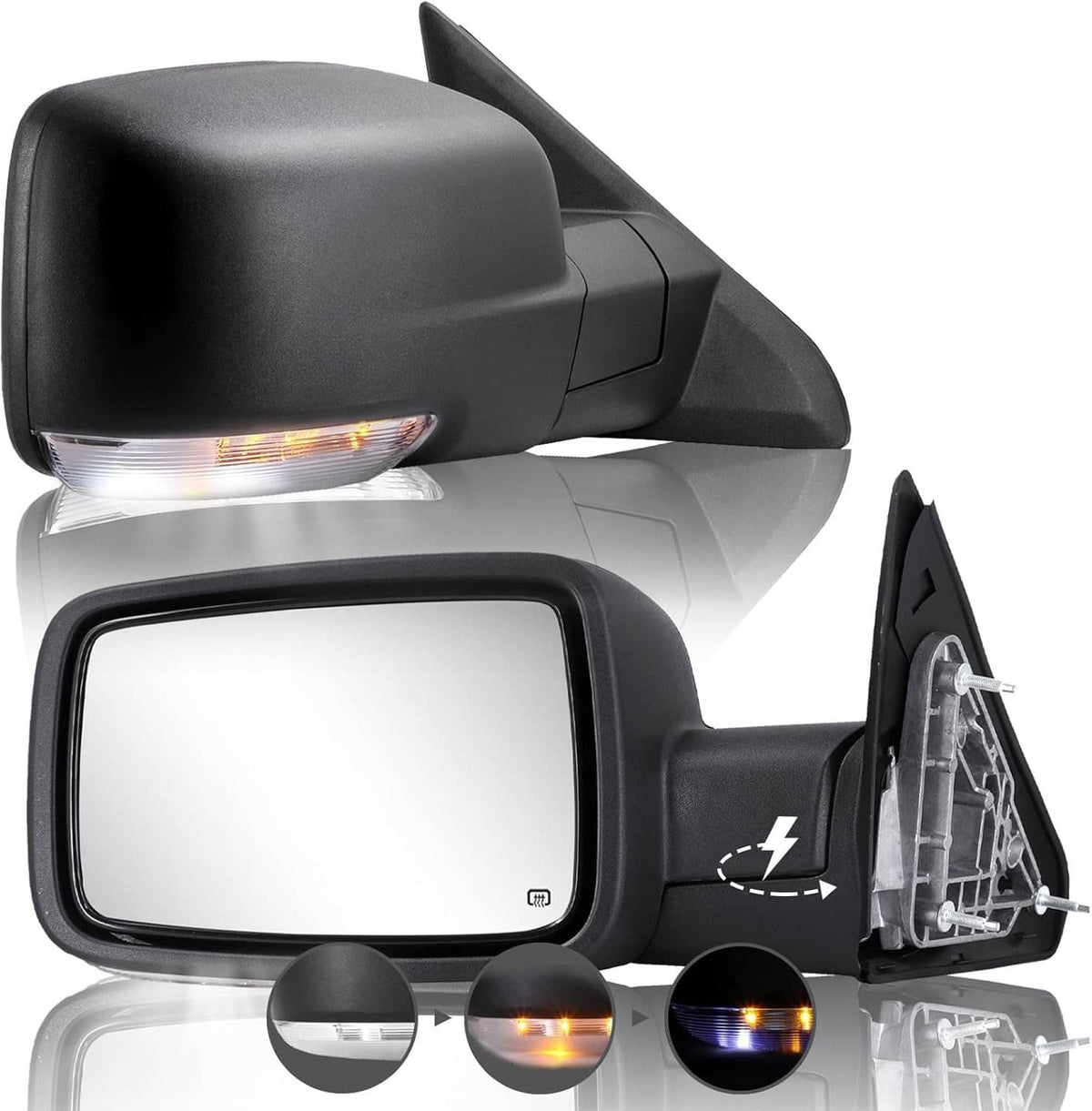Solidspare Left & Right Side Door Mirror For 13-19 Dodge Ram 1500 Power Fold + Heated +Temp