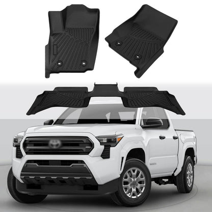 Solidspare TPE Floor Mats Fit For 2024 2025 2026 Toyota Tacoma Double Cab Floor Liner 3Pcs