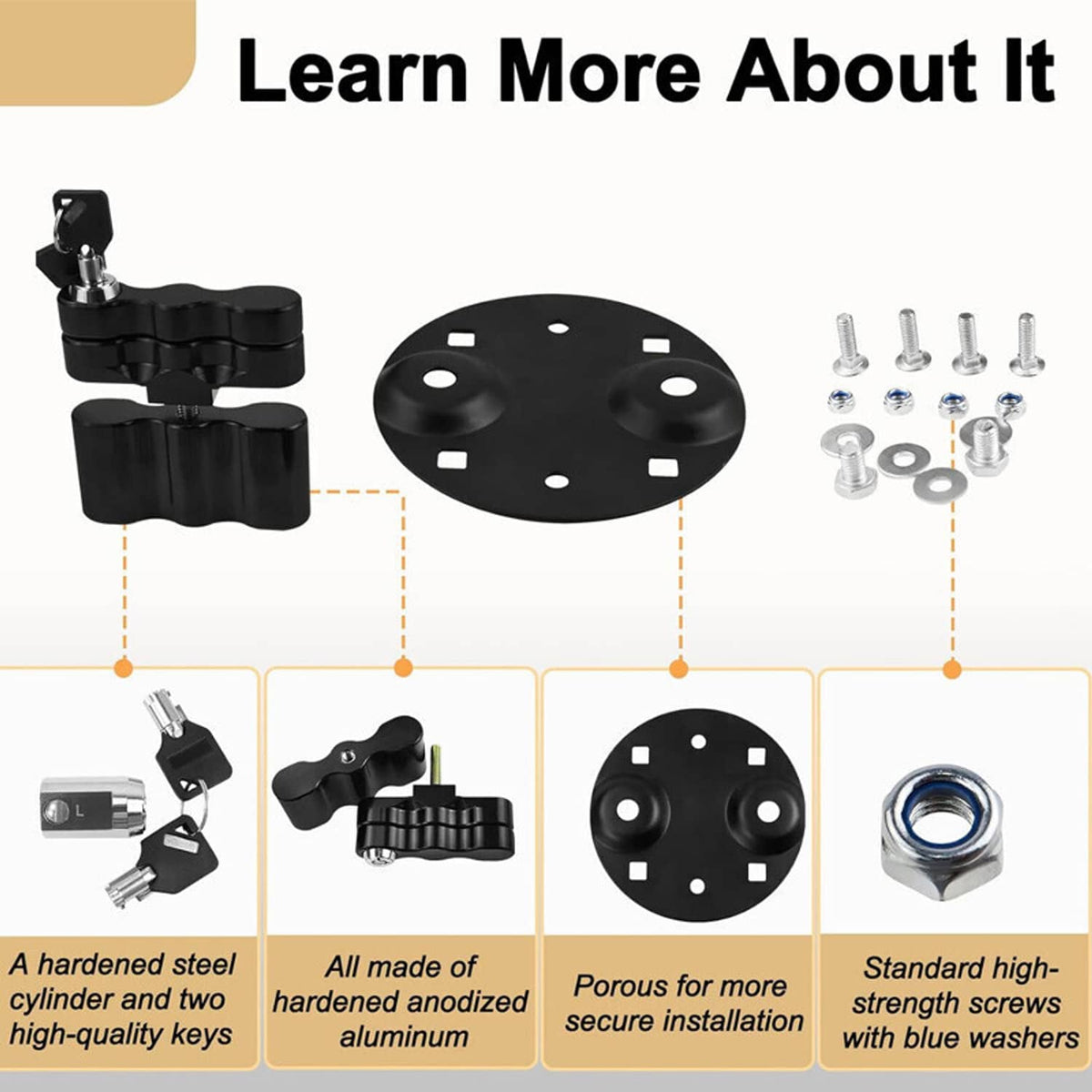 Solidspare Black For ROTOPAX Standard Pack Mount Lock RX-LOX-PM RX-PM LOX-PM