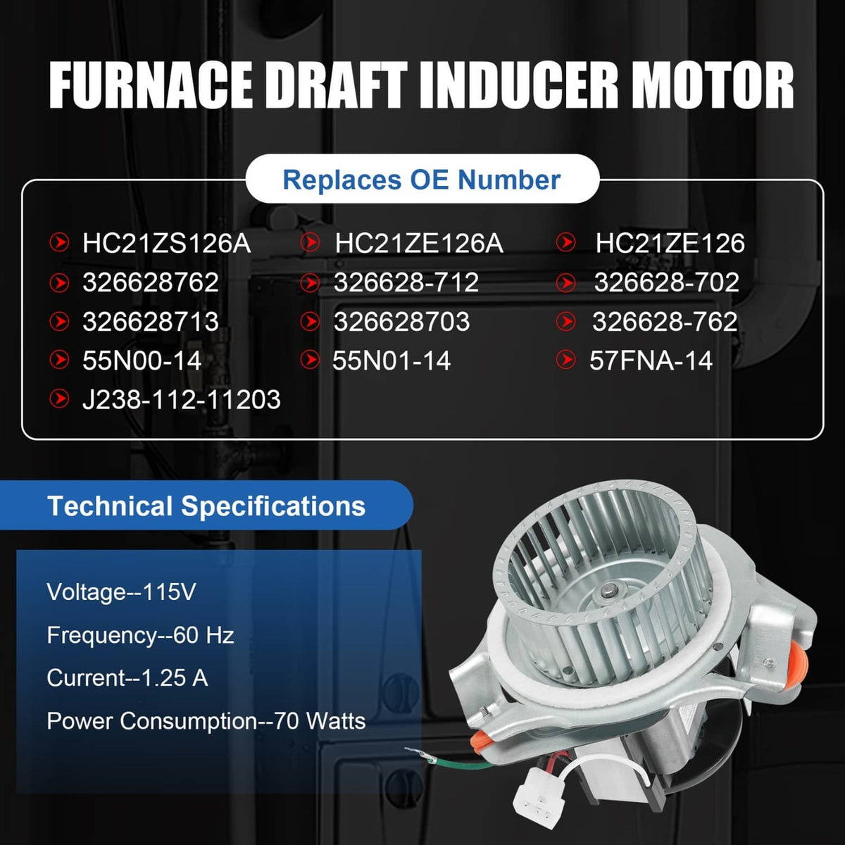 Solidspare 326628-762 Furnace Draft With Motor Assembly For Carrier Bryant Payne HC21ZE126A