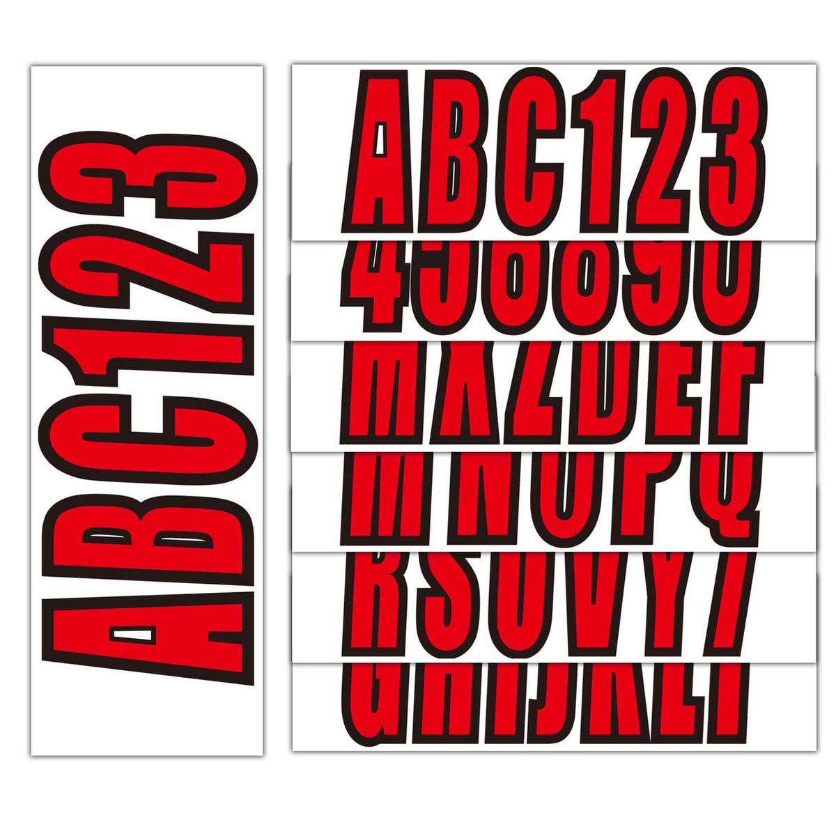 Solid Spare 3"Custom boat registration numbers Decal Sticker 4 sets of A-Z 4 sets of 0-9 Red