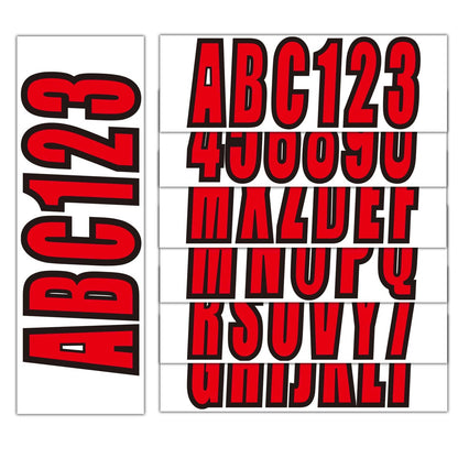 Solid Spare 3"Custom boat registration numbers Decal Sticker 4 sets of A-Z 4 sets of 0-9 Red