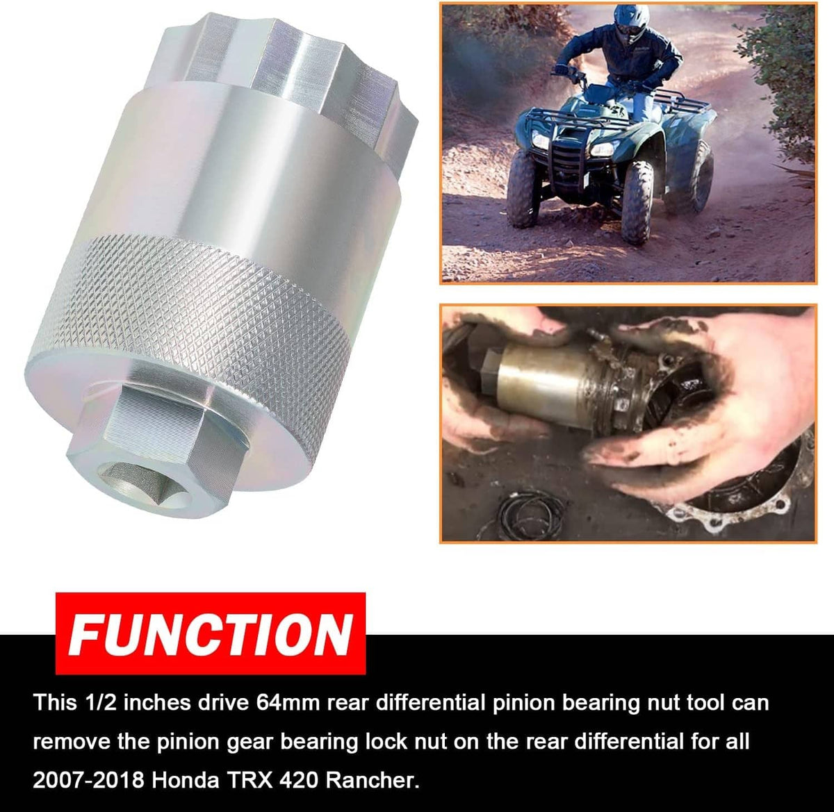 Solidspare 64mm Rear Differential Pinion Bearing Nut Socket Tool For Honda TRX 420 Rancher