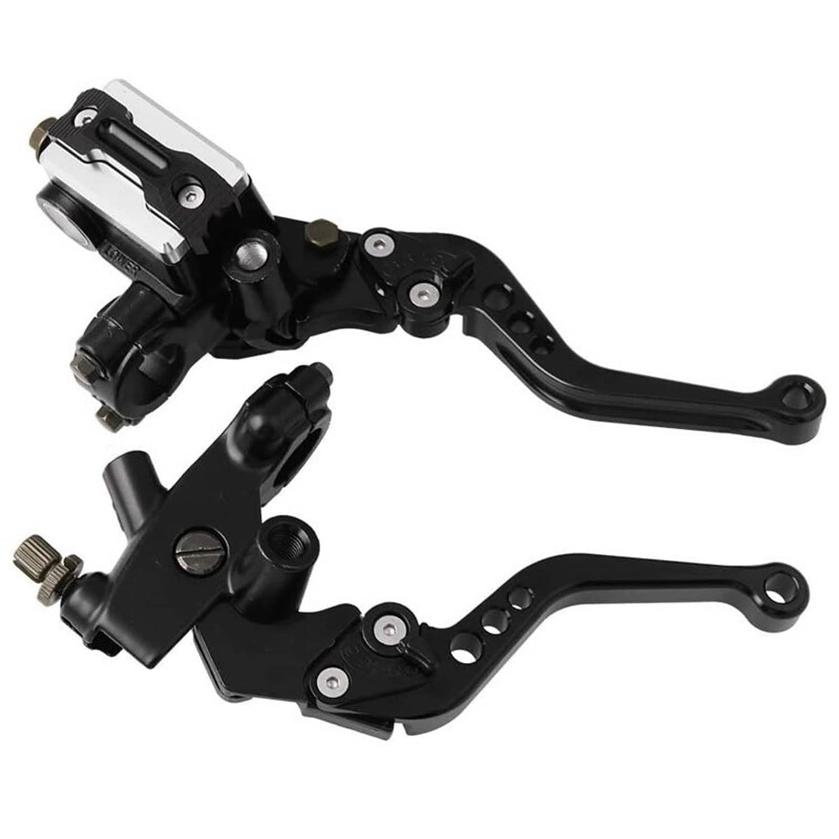Solidspare Universal Motorcycle 7/8'' CNC Brake Clutch Master Cylinder Lever Set Reservoir