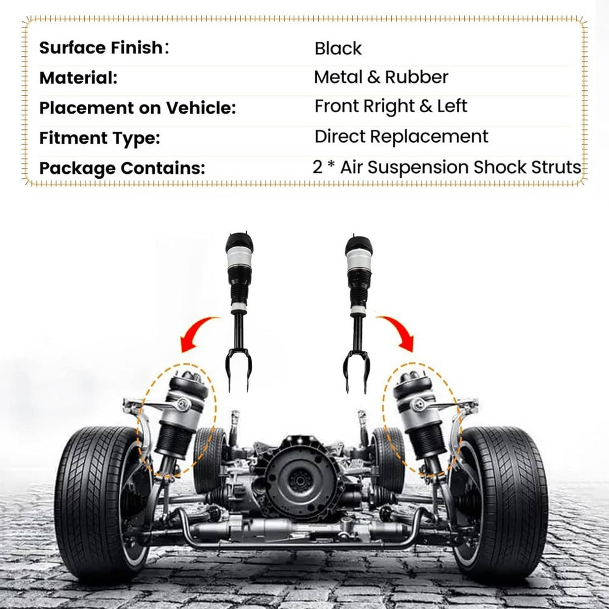 Solidspare Front Air Suspension Shock Struts w/ADS For Mercedes W166 X166 GL450 GLS550