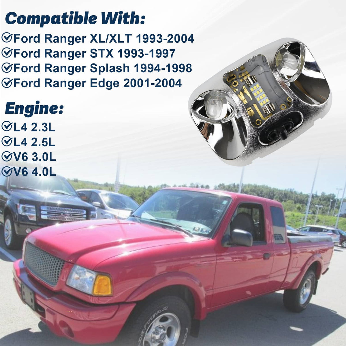 Solidspare New Interior Dome Cab Lamp Light Compatible For 1994-1998 Ford Ranger Splash