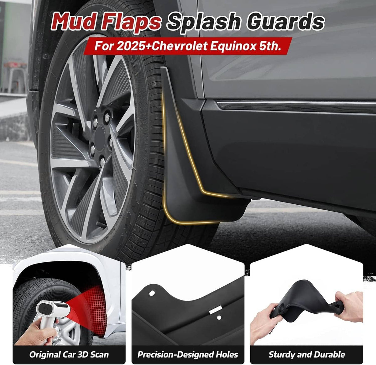 Solidspare 4Pcs For Chevrolet Equinox 2025+ Car Splash Guards Mud Flaps Guards Accessories