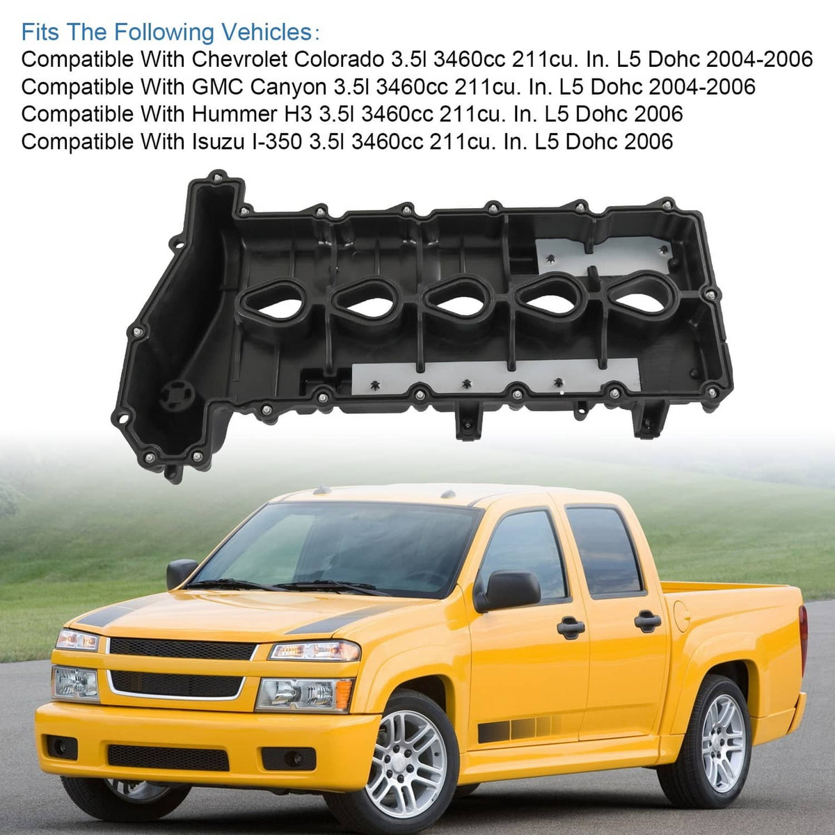 Solidspare Valve Cover For 2004-2006 Chevrolet Colorado GMC Canyon 06 Hummer H3 Isuzu I-350