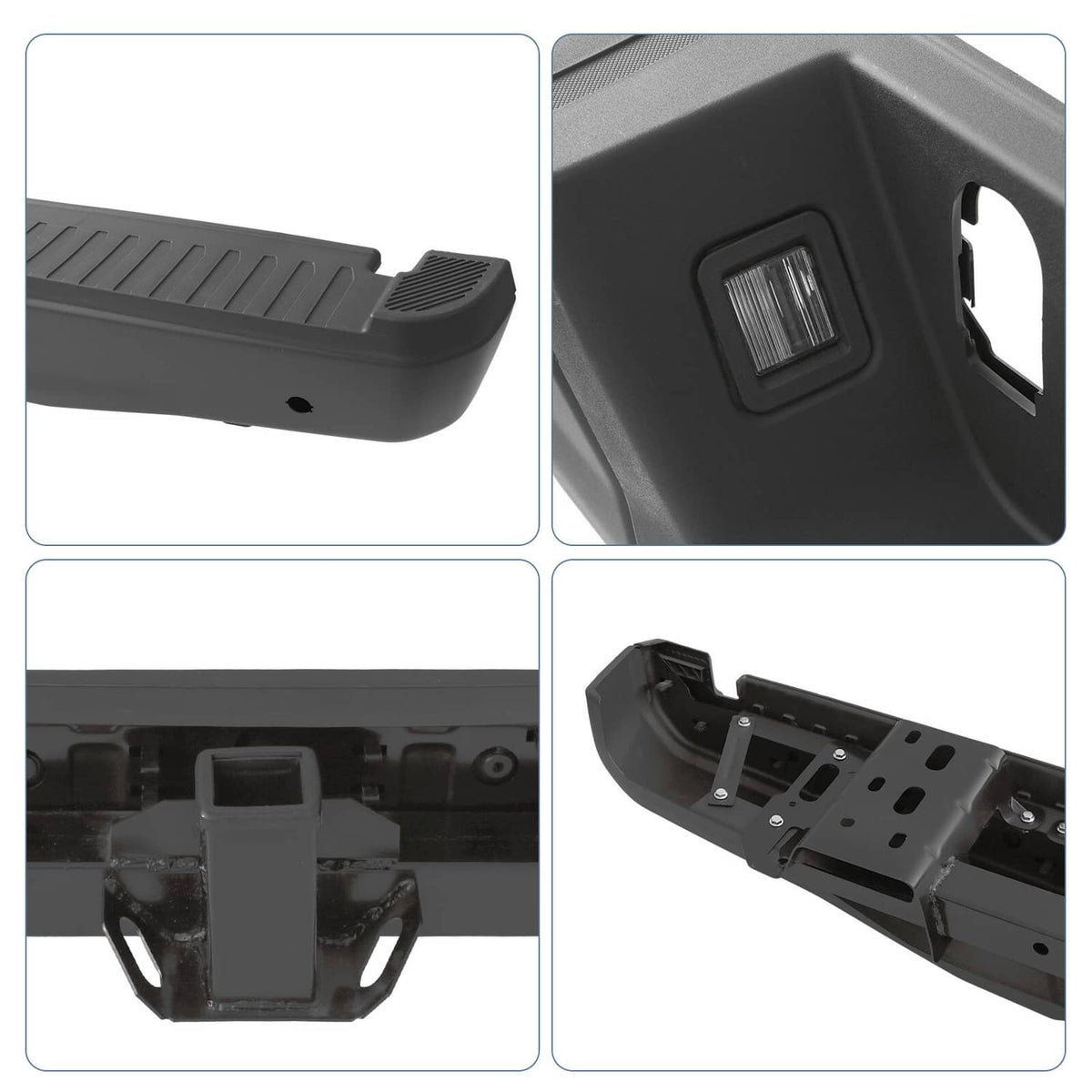 Solidspare Black Rear Bumper Assembly w/ Max Tow Hitch w/ Sensor Holes For 15-20 Ford F-150