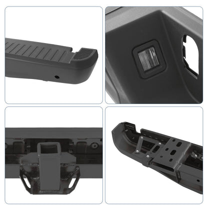 Solidspare Black Rear Bumper Assembly w/ Max Tow Hitch w/ Sensor Holes For 15-20 Ford F-150