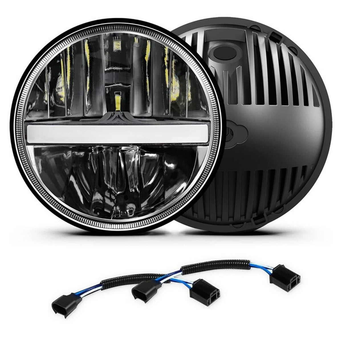 Solidspare Pair 7" inch Round Halo LED Headlights DRL Turn For Chevrolet Bel Air