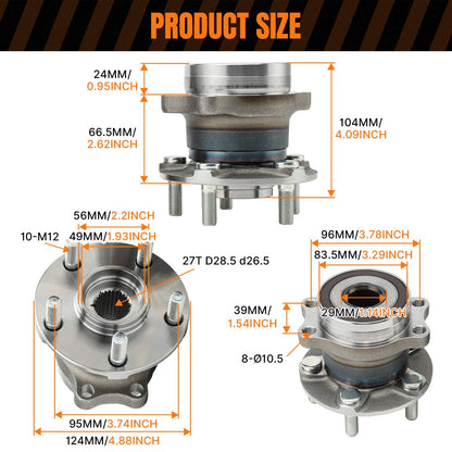 Solidspare Pair Rear Wheel Bearing and Hub 512518 For Subaru XV Crosstrek 2013 2014 2015