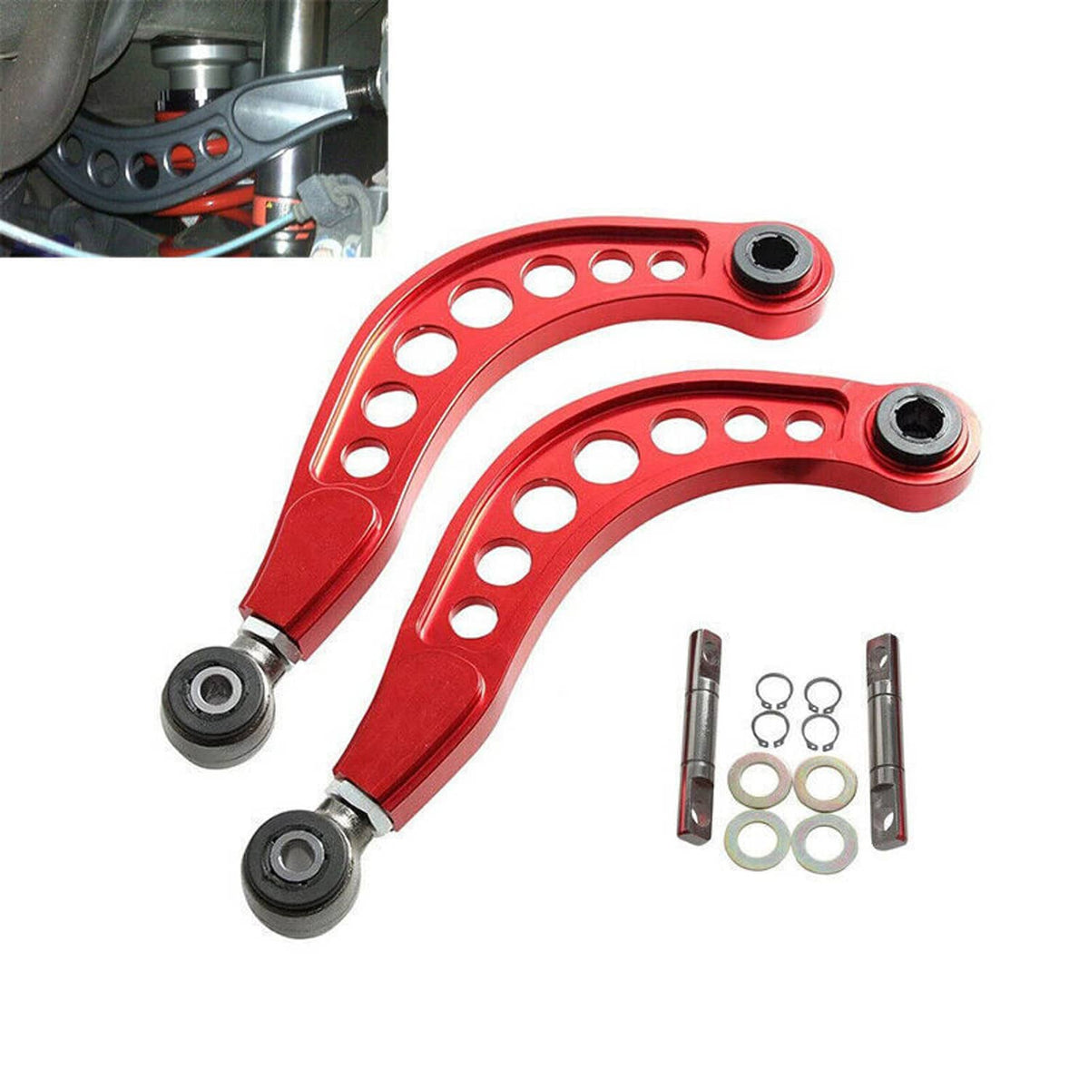 Solidspare Adjustable Rear Upper Camber Control Arms Kit for 2006-2015 Honda Civic 1.8 Red