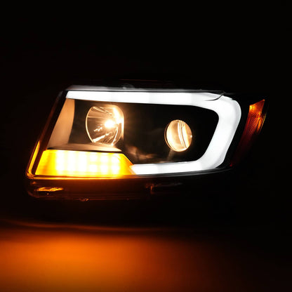 Solid Spare For Jeep Grand Cherokee 2011 2012 2013 LED DRL Projector Headlights Black Pair