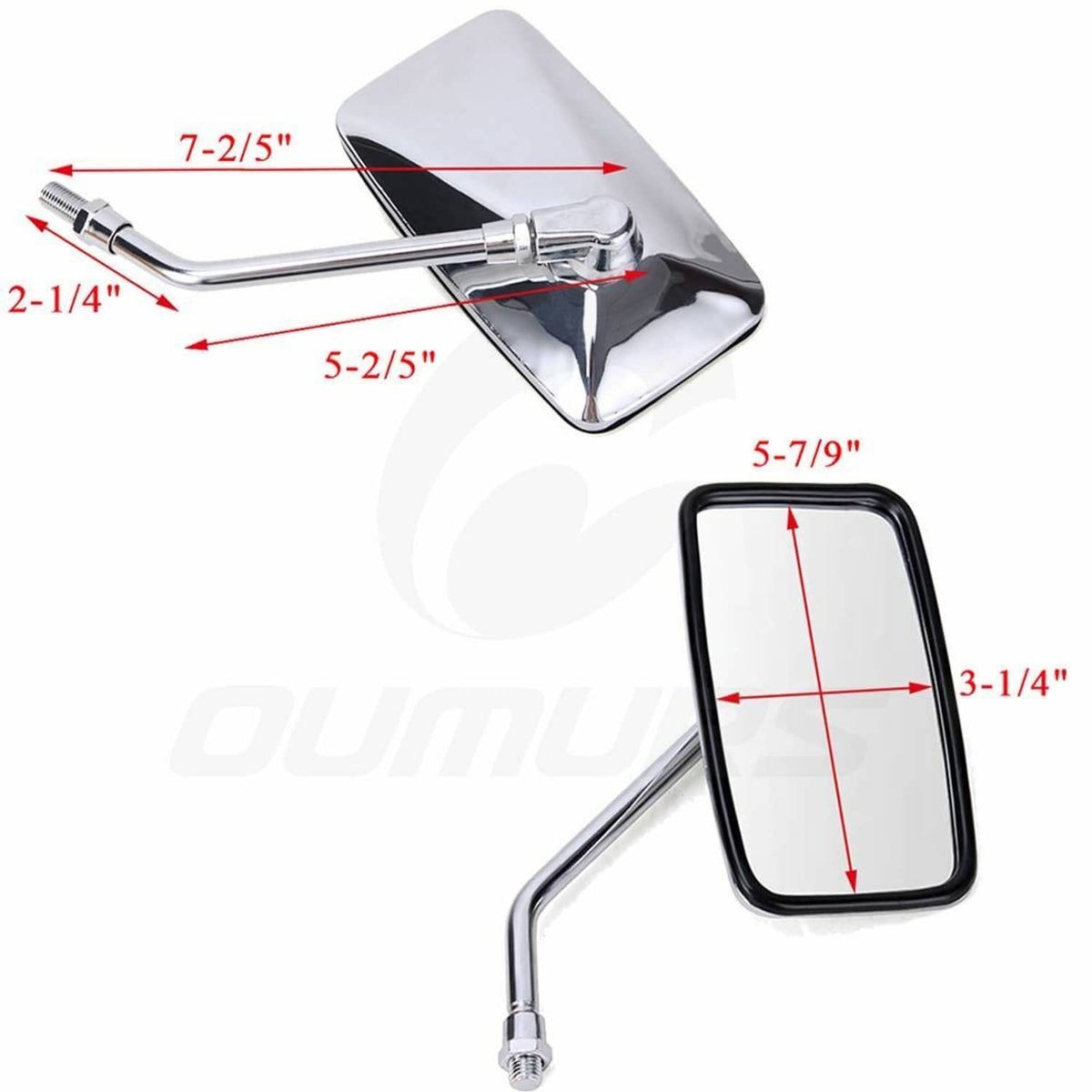 Solidspare 2Pcs Chrome 10MM Rearview Side Mirrors For Kawasaki Vulcan 500 750 800 900 1500