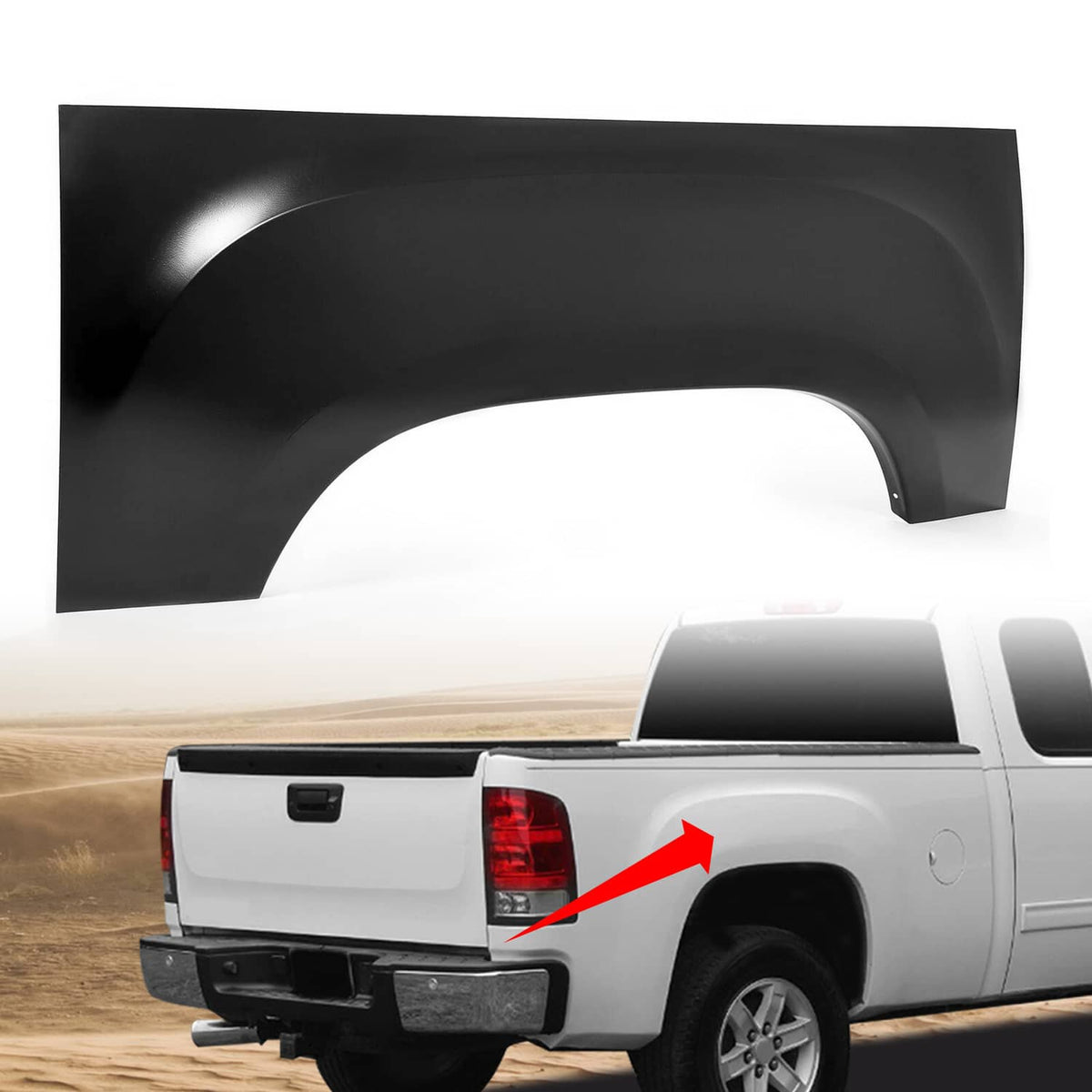 Solid Spare For GMC Sierra Pickup 6.6' & 8' Truck Bed 07-13 Wheel Arch Repair Panel Right RH