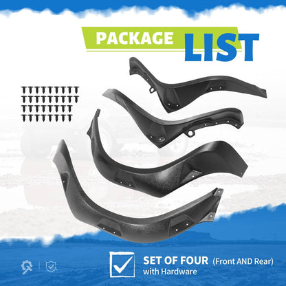 Solidspare Fender Flares Kit for 2019-up Club Car Onward Complete Set of Four Front & Rear