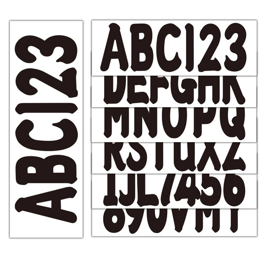 Solid Spare Decals Sticker for Boat letters & numbers registration 4-Sets of A-Z & 0-9 Black
