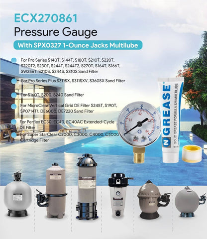 Solid Spare ECX270861 Boxed Pressure Gauge for Select Hayward Sand and D.E. Pool Filter