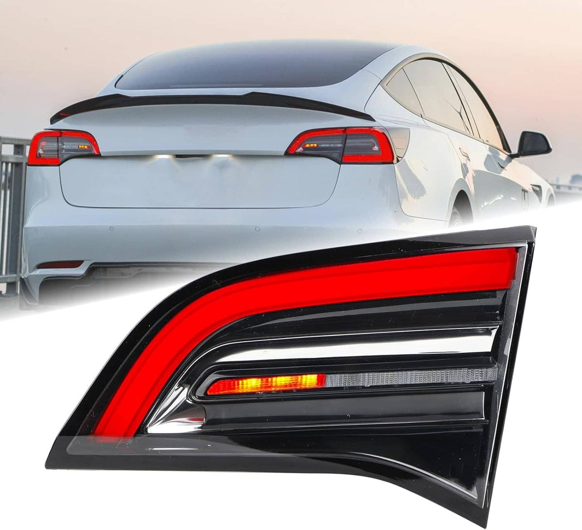 Solidspare New assenger Inner Tail Light Brake Lamp Right 4PIN For 21-23 Tesla Model 3 / Y