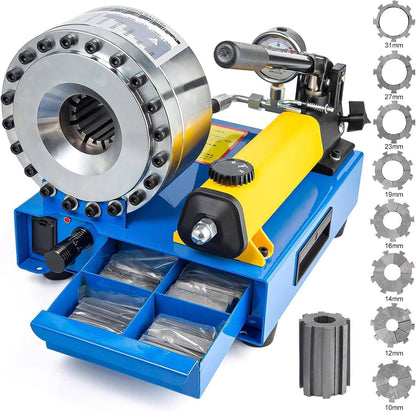 Solidspare New 5600KN Hydraulic Hose Crimper Pipe Clamping Machine w/ 8 Sets Dies 10mm-30m