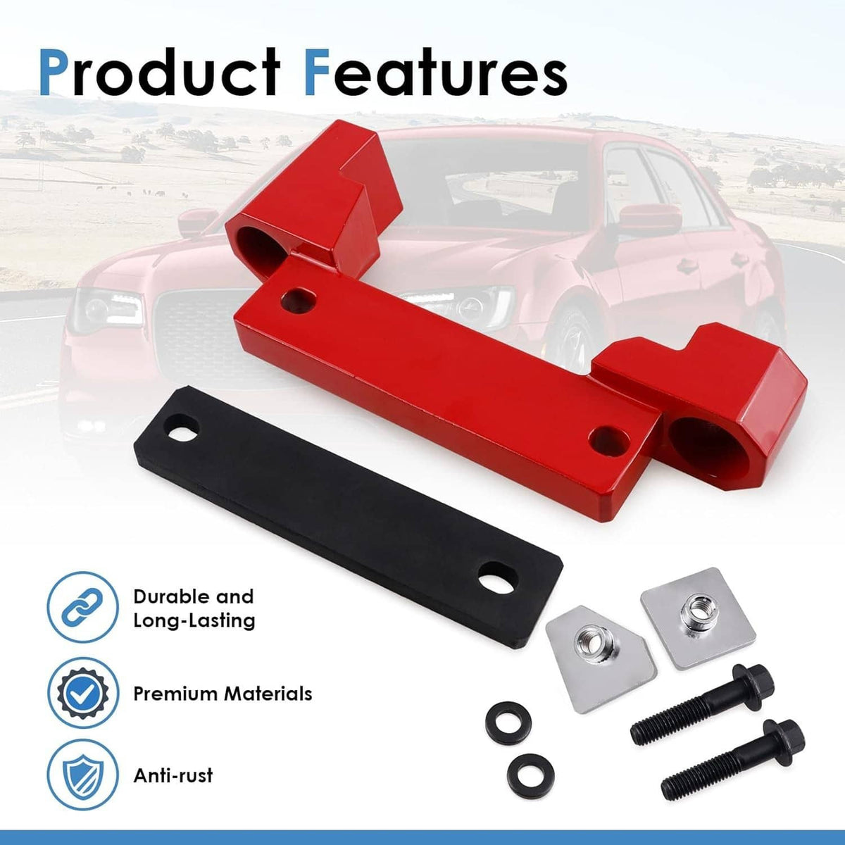 Solid Spare Fit 2015-2023 Dodge Diff Brace Anodized Red SRT Hellcat Scat Redeye Differential