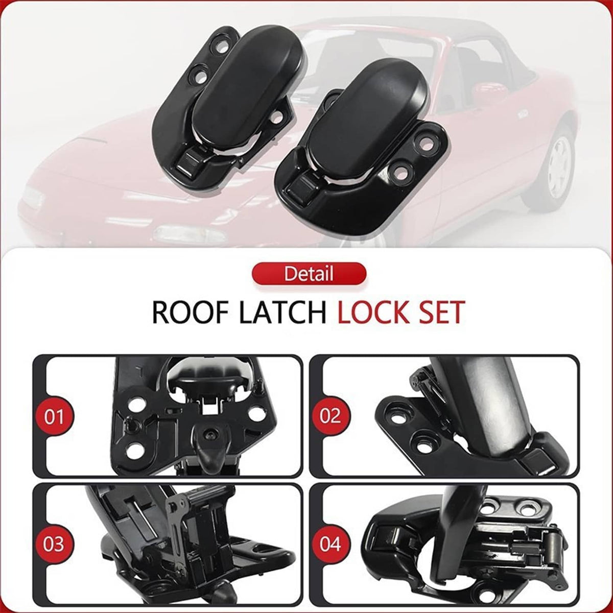 Solidspare Left & Right Soft Top Convertible Roof Latch Lock Set For 1990-2003 Mazda Miata
