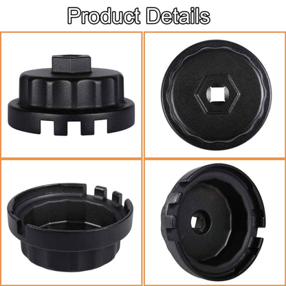 Solid Spare Oil Filter Cap Wrench 64mm 14 Flute for Toyota Lexus Scion 2.5L to 5.7L (Black)