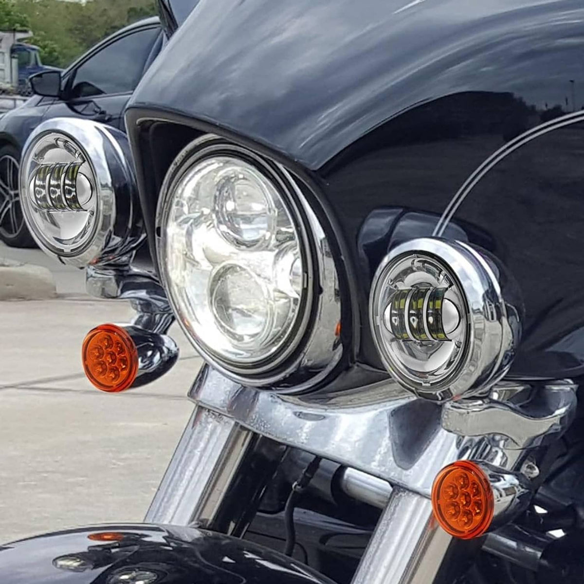 Solidspare LED Auxiliary Passing Spot Fog Lights w/ Turn Signal Light For Harley FLHX 06-22