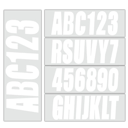 Solid Spare Boat numbers and letters Decal Sticker White Four sets of A-Z Four sets of 0-9