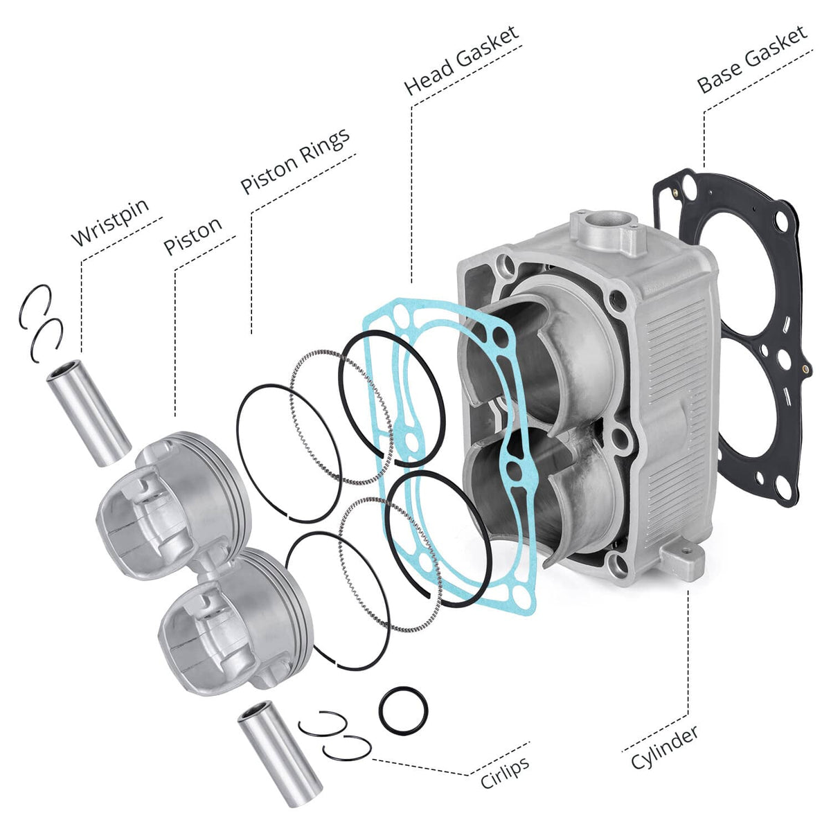 Solidspare For Polaris Ranger Sportsman RZR 800 Cylinder Pistons Gasket Top End Rebuild Kit