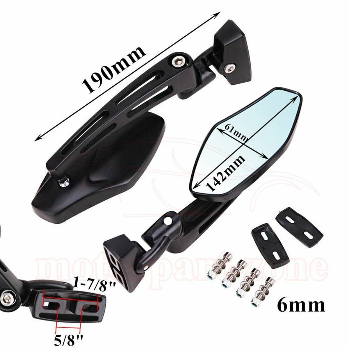 Solidspare Motorcycle Racing Rearview Mirrors For Suzuki Hayabusa Honda CBR Black 6mm Sport
