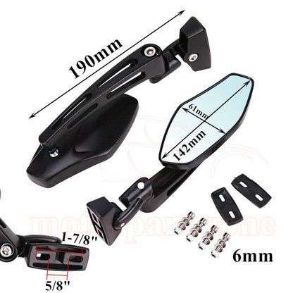 Solidspare Motorcycle Racing Rearview Mirrors For Suzuki Hayabusa Honda CBR Black 6mm Sport
