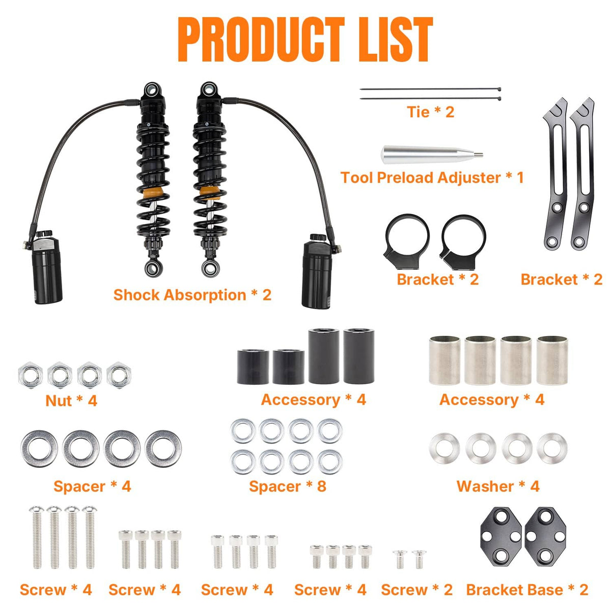 Solidspare Remote Reservoir Suspension Shocks For Harley Touring Road King/Glide  2014-2025