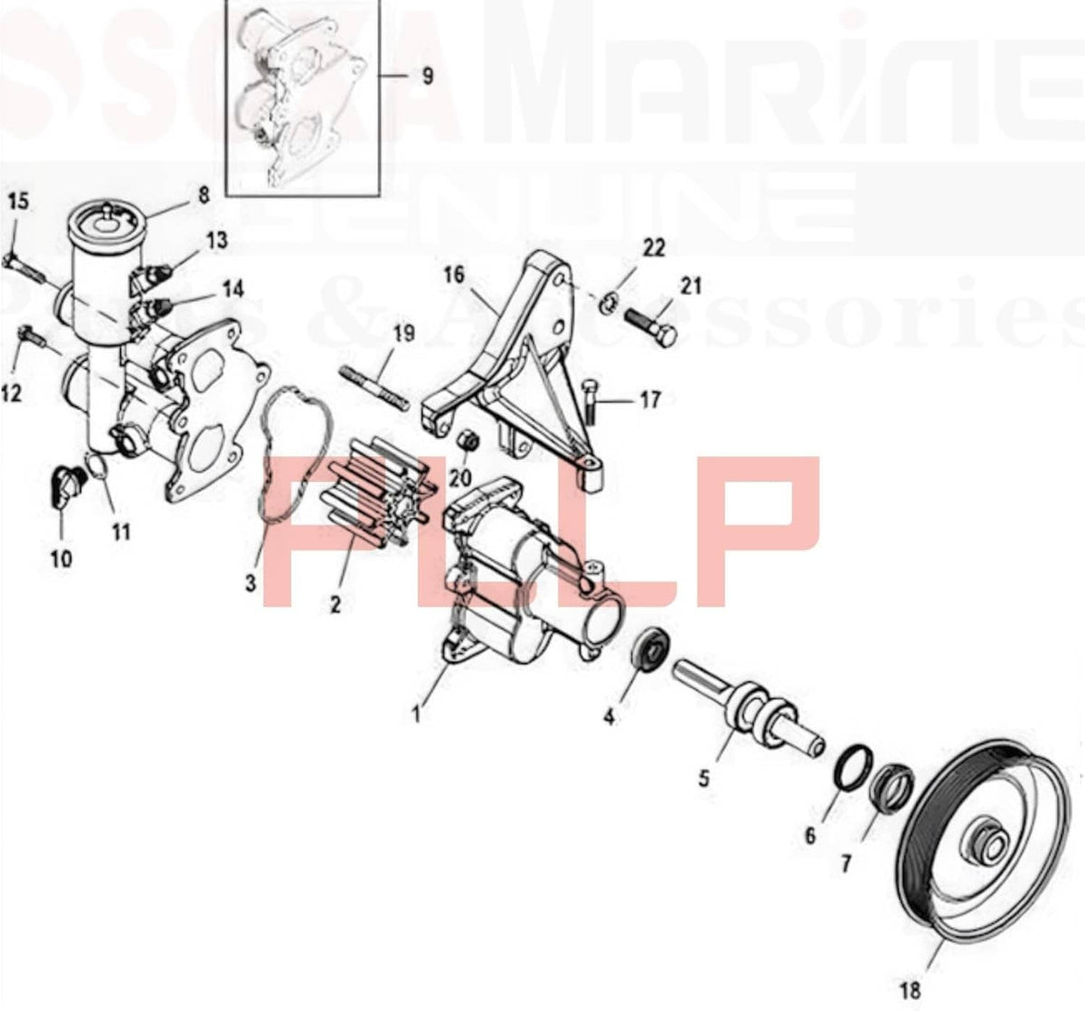 Solid Spare Pulley for Raw Sea Water Pump for Mercury 8M0150724, 862351T, 862235A1 NEW