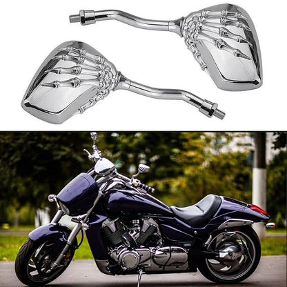 Solidspare Universal Bicycle Mirror Bike Rear View Side Mirrors 8mm 10mm Skull Hand Style