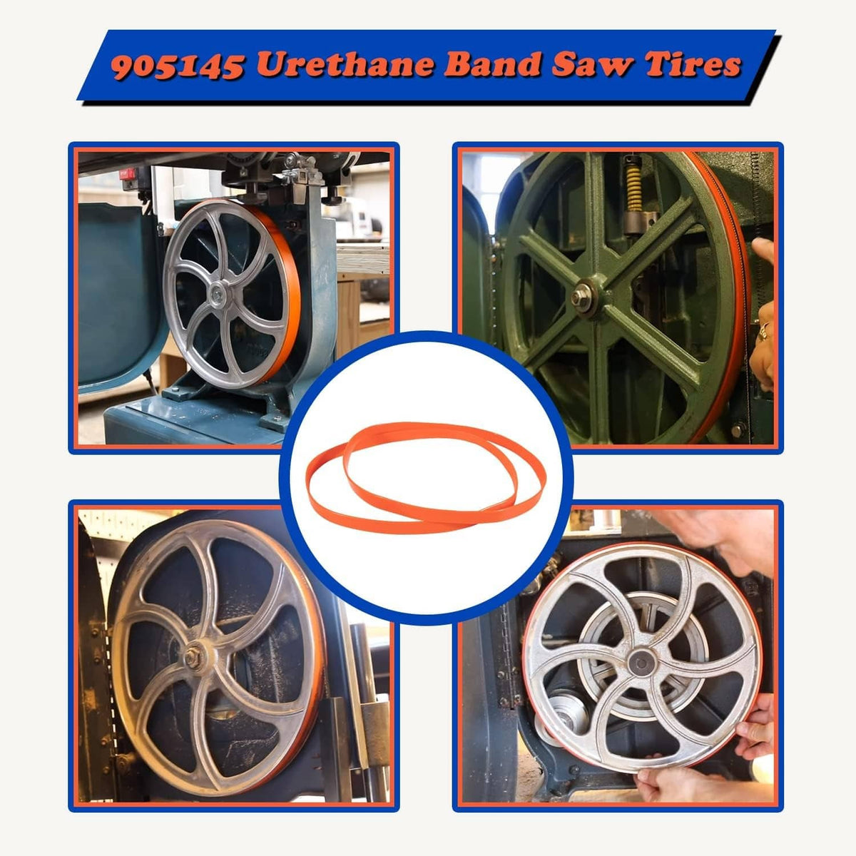 Solidspare 2-Pack Urethane Band Saw Tires, Replace for 14" Delta 905145 Craftsman 3AD92501
