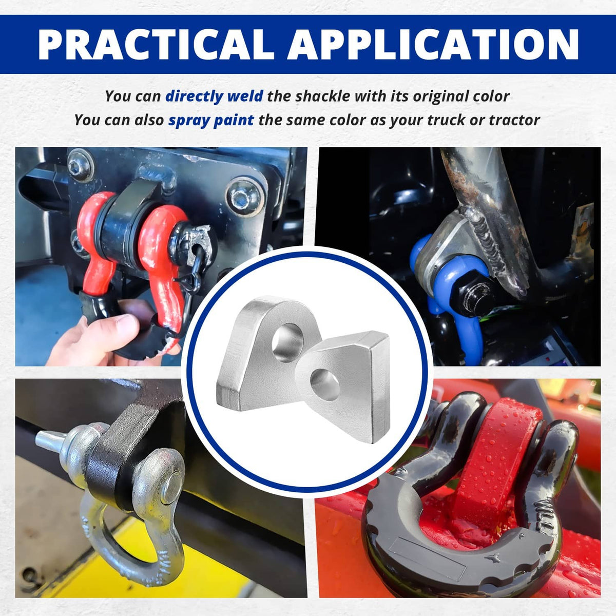 Solidspare 2Pcs Weld on Shackle Clevis Mount 1" Thick Steel Offroad Hydraulic Tractor Mount