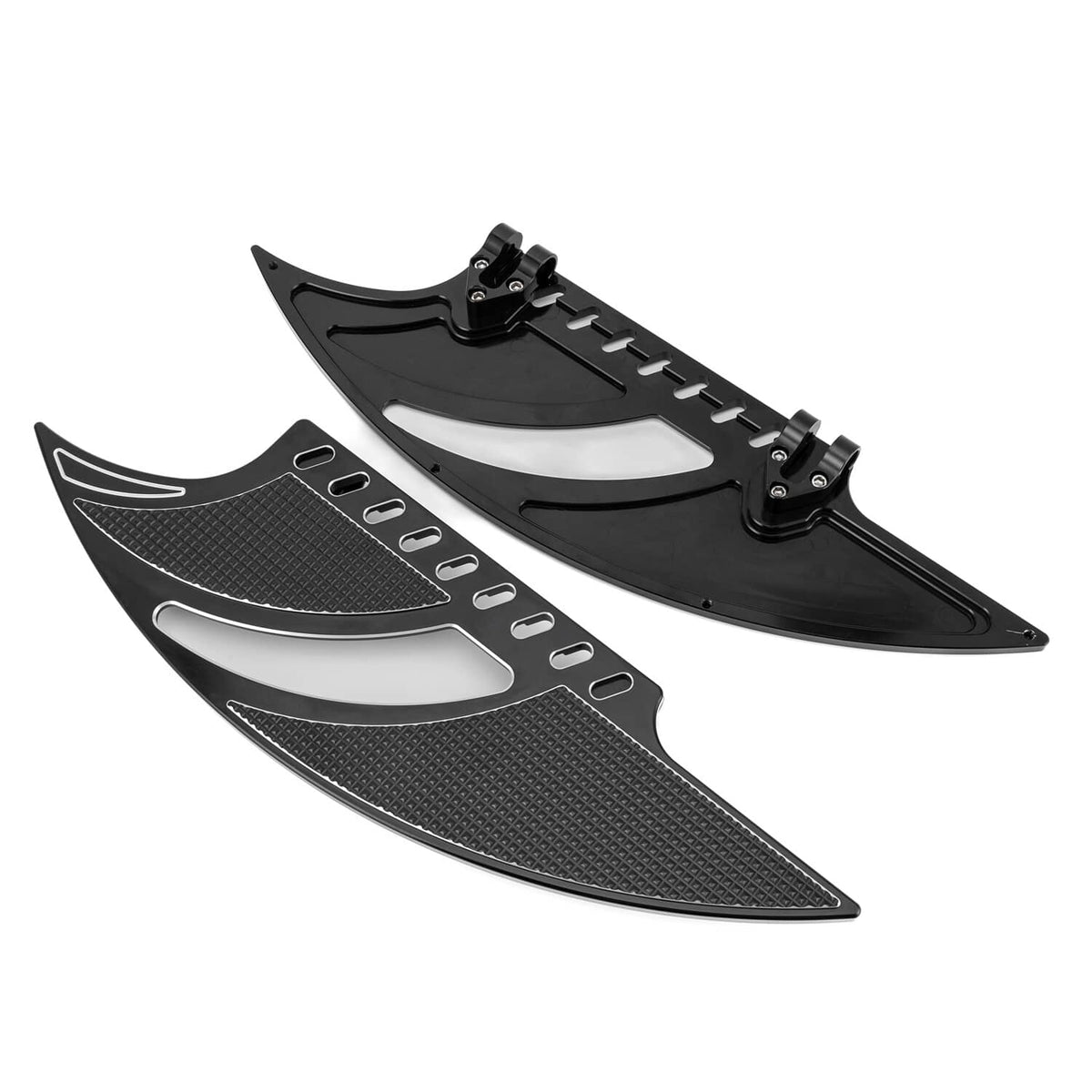 Solidspare Black Driver Stretched Floorboards CNC For Harley Electra Street Road Glide King