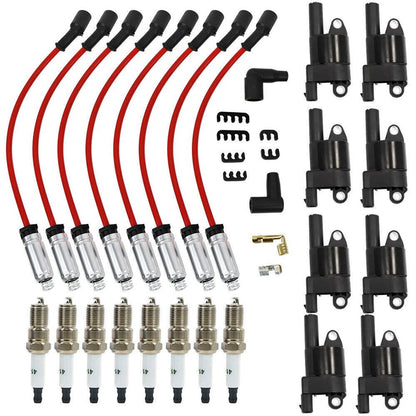 Solidspare For GMC Chevy Silverado 1500 5.3L 6.2L 8Pack Round Ignition Coil Spark Plug Wire